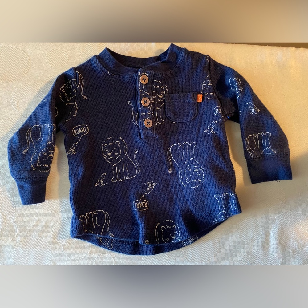 Cute Carters Boys 6M Long Sleeve Button Shirt Lion Print